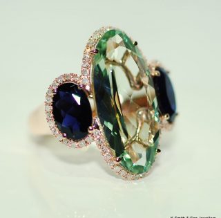 COLOURED STONE RINGS (4)